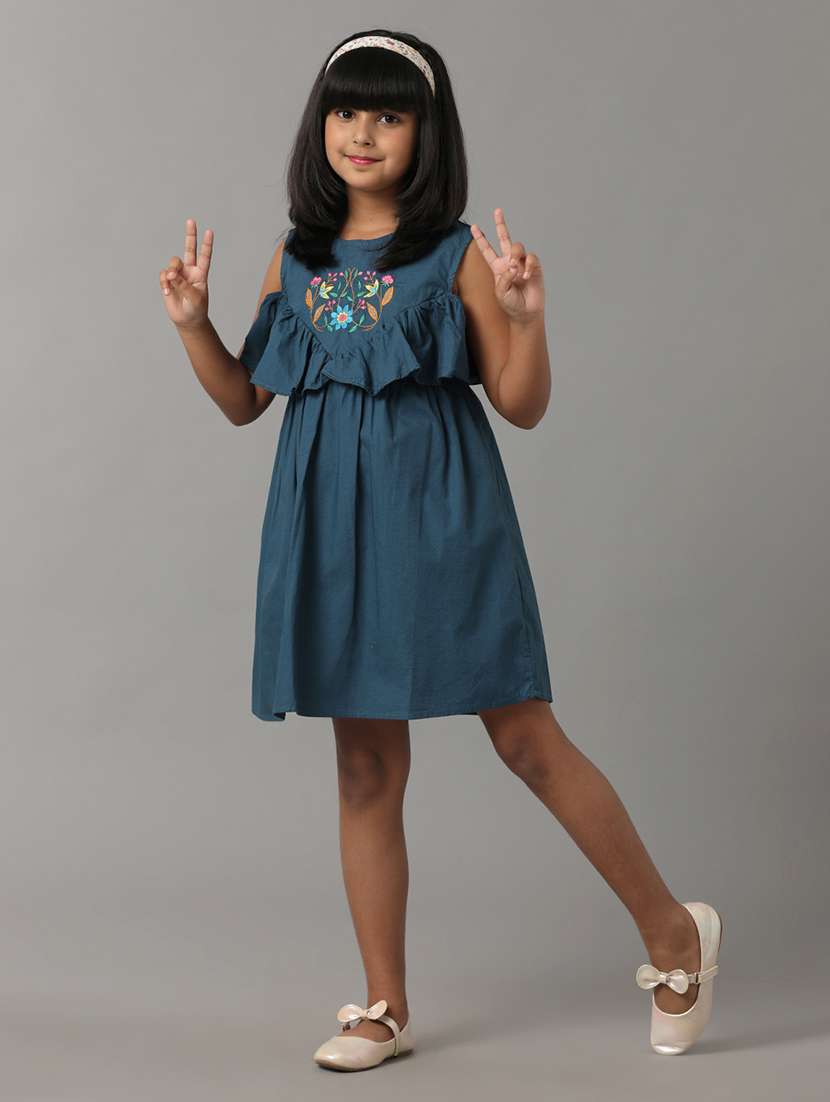 girls embroidered sleeveless fit & flare dress - 22071050 -  Standard Image - 1