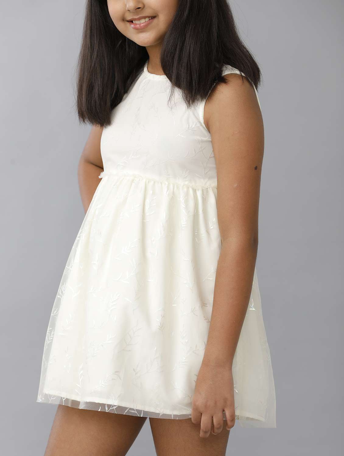 girls self designed sleeveless fit & flare dress - 22071058 -  Standard Image - 4