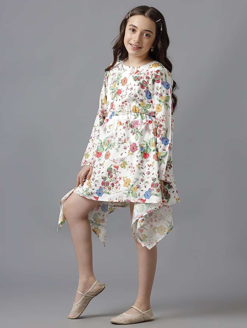 girls printed long sleeve asymmetric dress - 22071064 -  Standard Image - 1