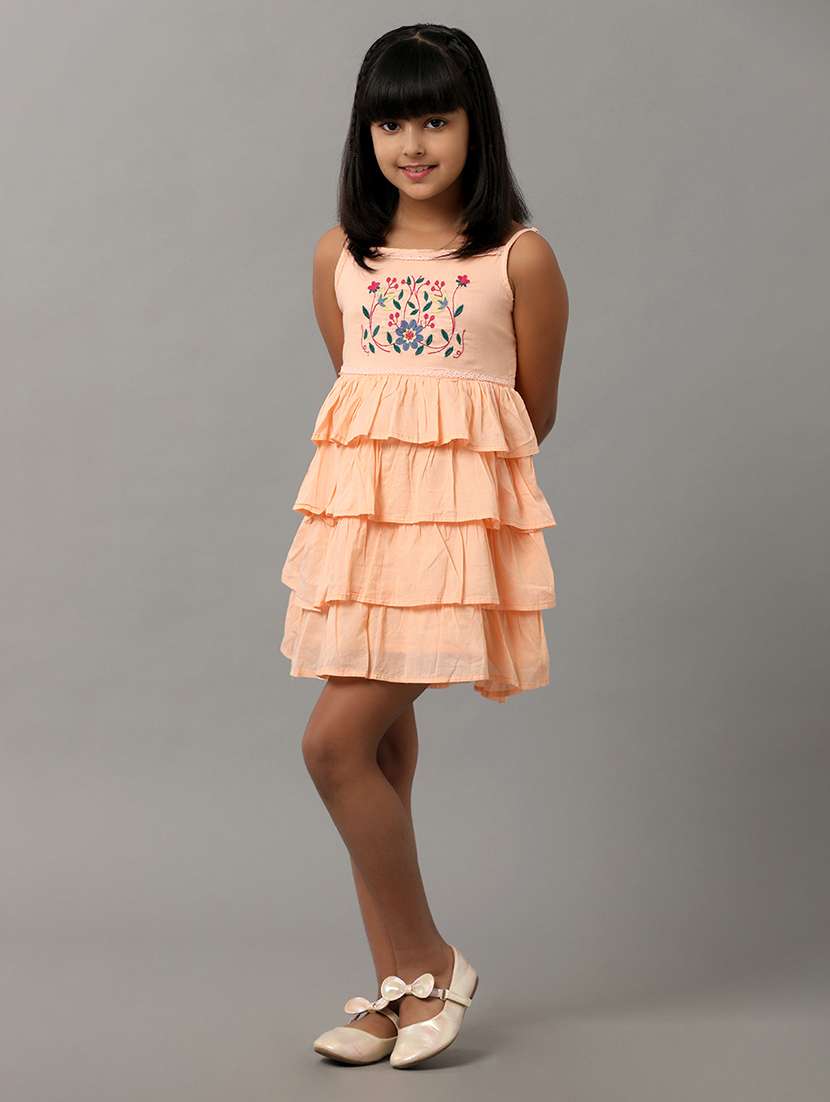 girls embroidered shoulder strap ruffled dress - 22071073 - Standard Image - 1