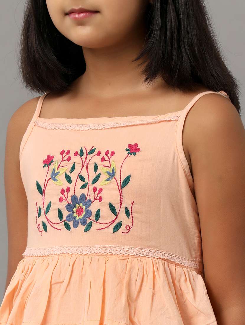 girls embroidered shoulder strap ruffled dress - 22071073 - Standard Image - 4