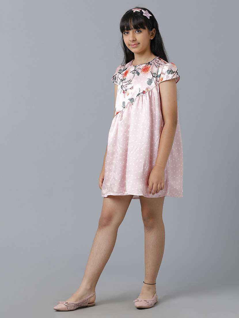 girls floral print puff sleeve fit & flare dress - 22071077 - Standard Image - 1