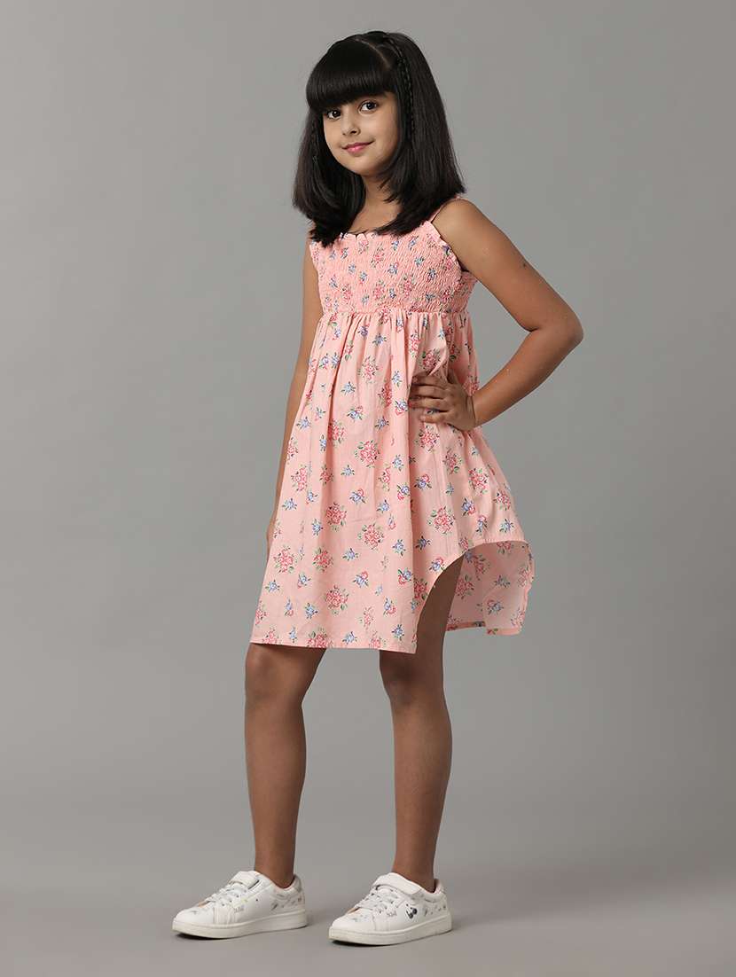 girls printed shoulder strap asymmetric dress - 22071080 -  Standard Image - 1