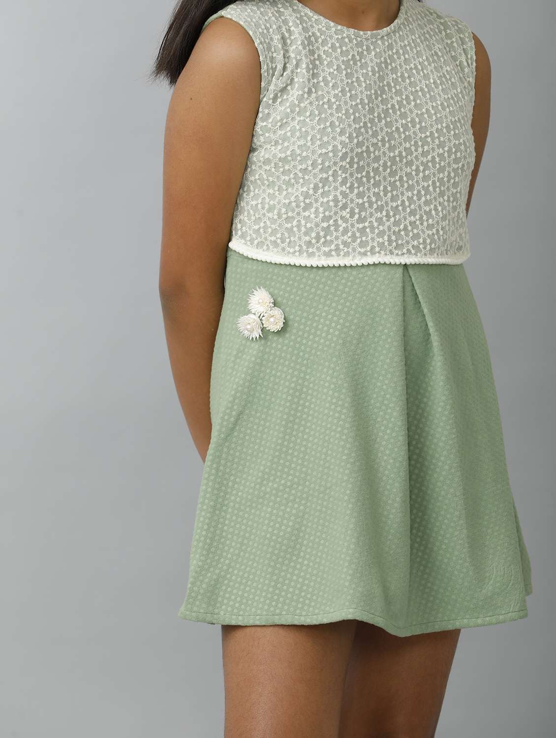 girls self designed sleeveless a-line dress - 22071083 - Standard Image - 4