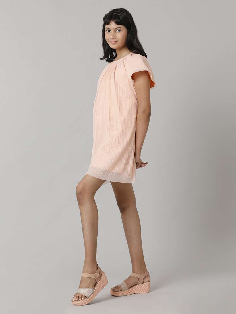 girls solid short sleeve a-line dress - 22071087 -  Standard Image - 1