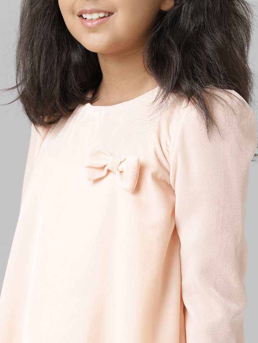 girls solid puff sleeve fit & flare dress - 22071088 -  Standard Image - 4
