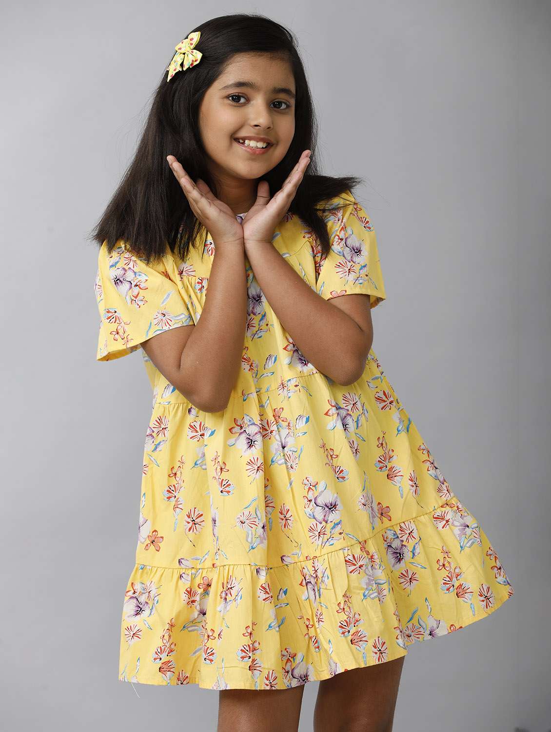 girls floral print puff sleeve tiered dress - 22071092 - Standard Image - 4