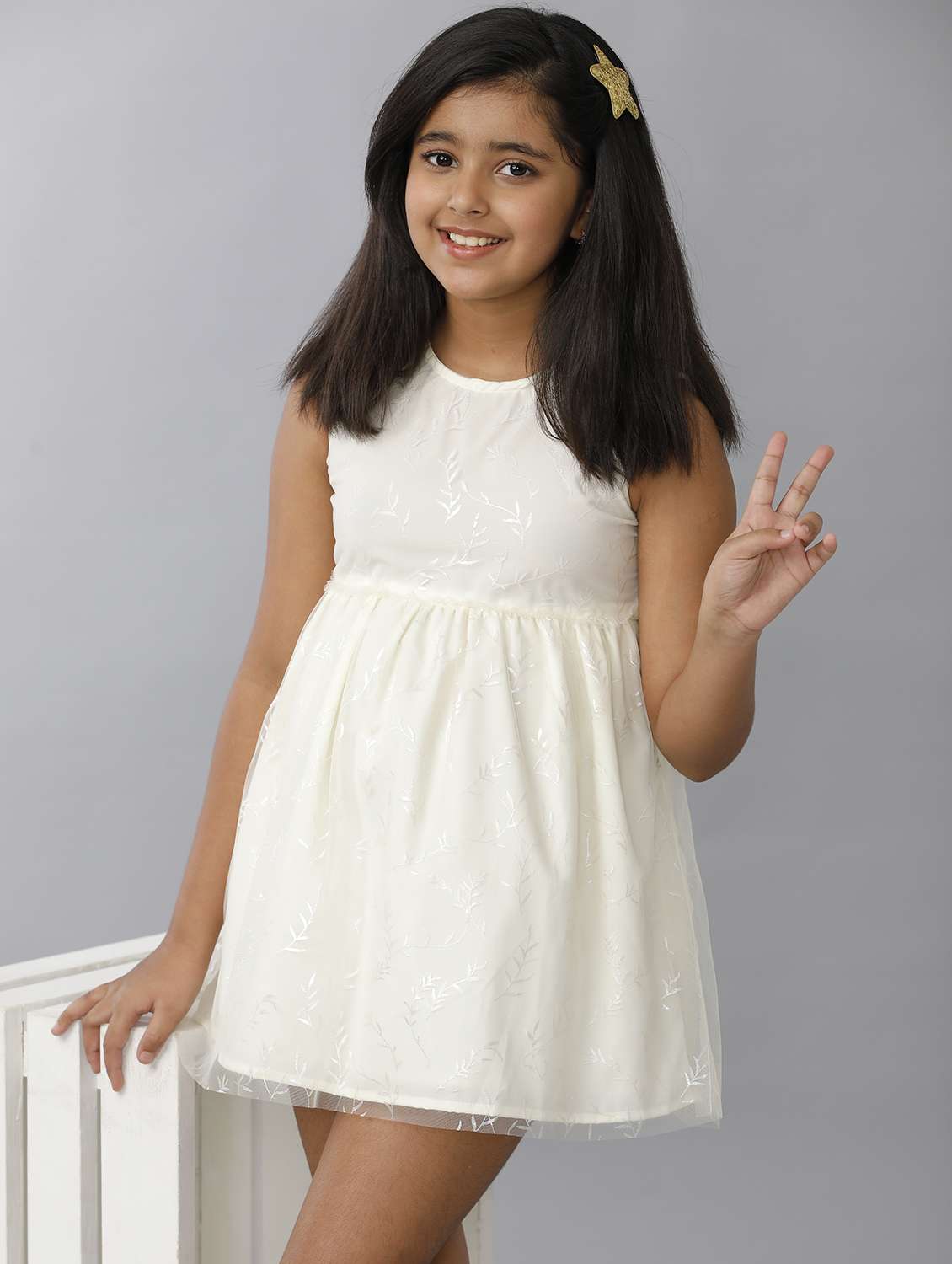girls self designed sleeveless fit & flare dress - 22071093 -  Standard Image - 4