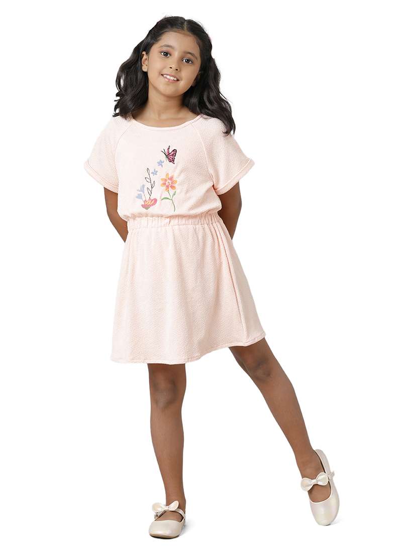 girls embroidered short sleeve fit & flare dress - 22071095 -  Standard Image - 1