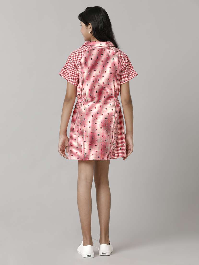 girls checkered short sleeve collared shirt dress - 22071096 - Standard Image - 4
