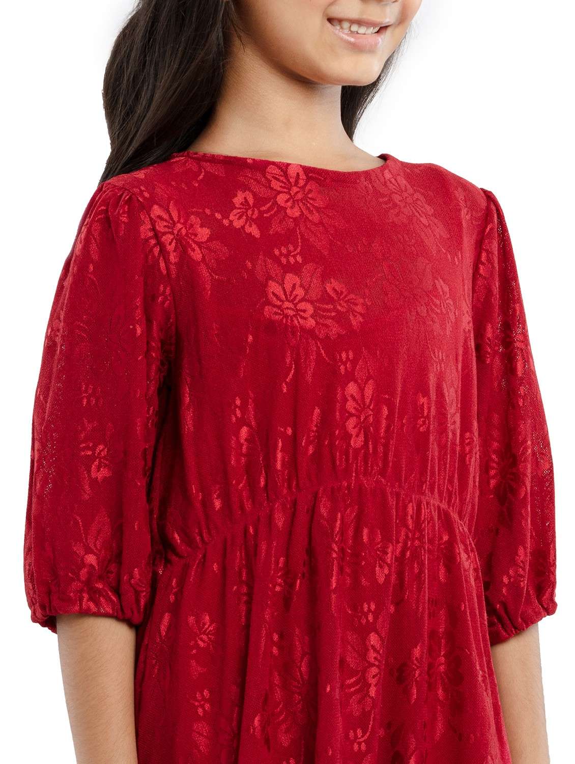 red jersey fit & flare dress - 22071102 - Standard Image - 4