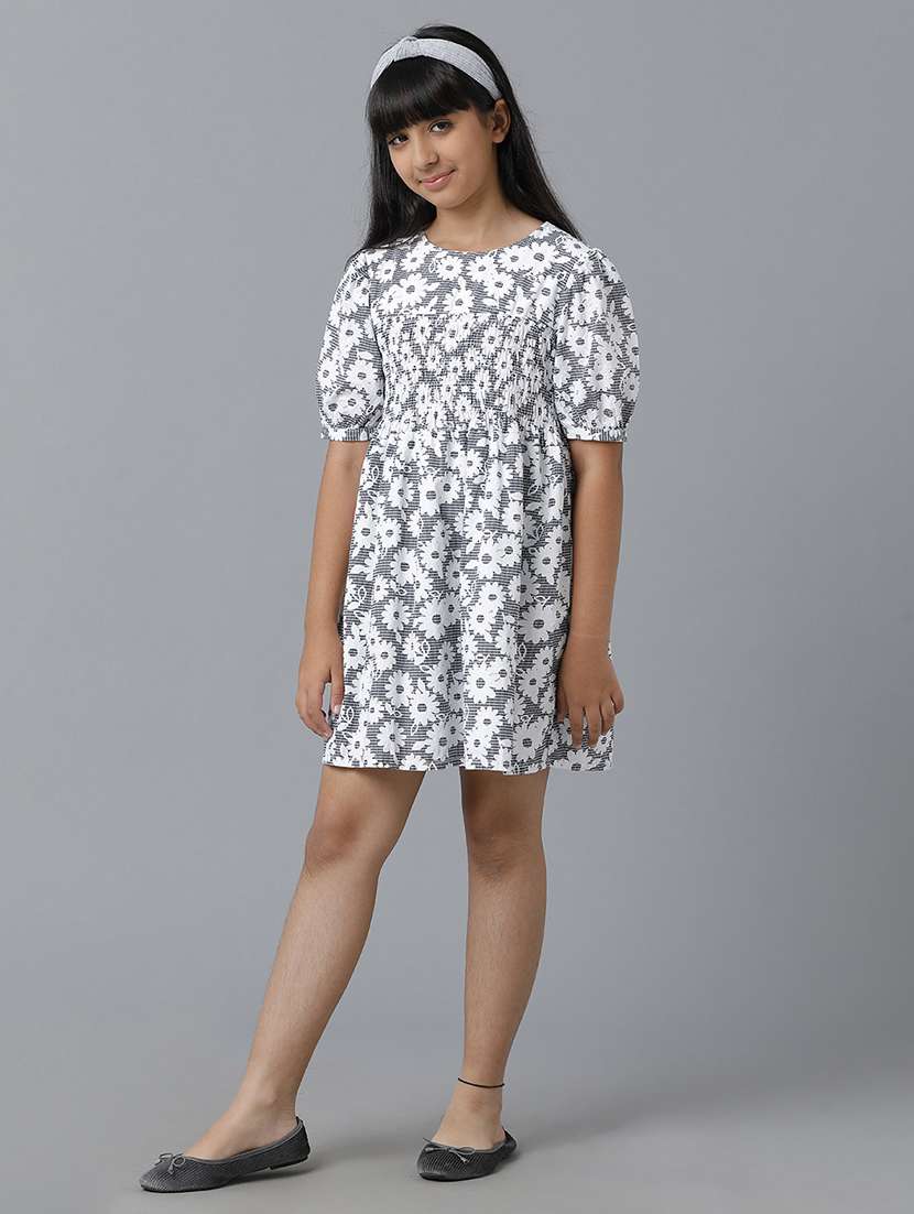girls floral print short sleeve fit & flare dress - 22071103 -  Standard Image - 1