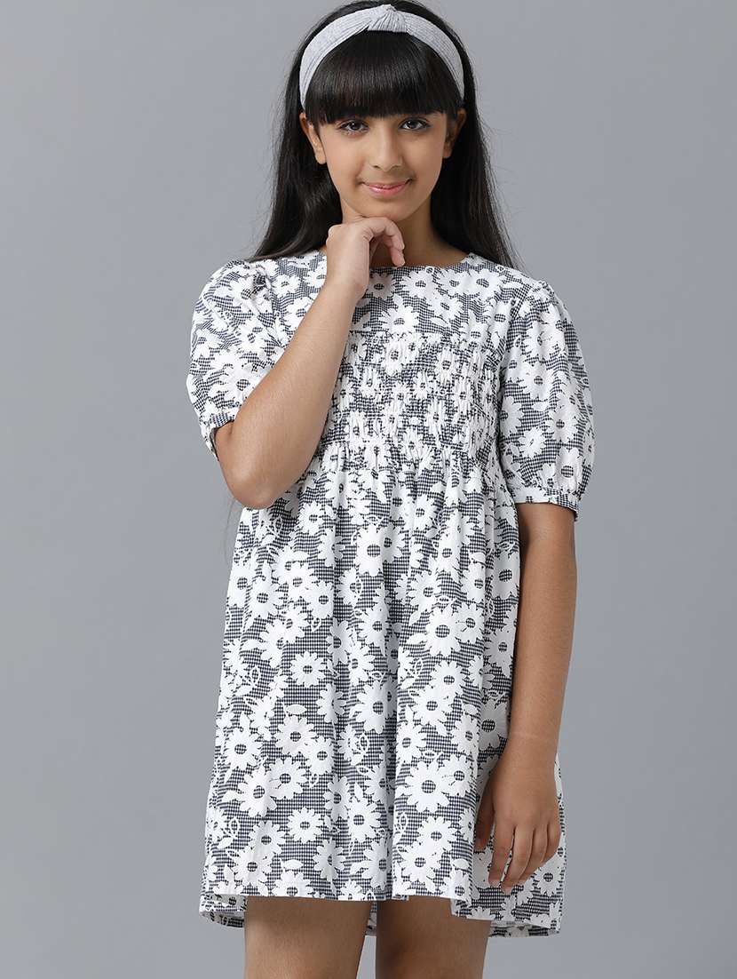 girls floral print short sleeve fit & flare dress - 22071103 - Standard Image - 4
