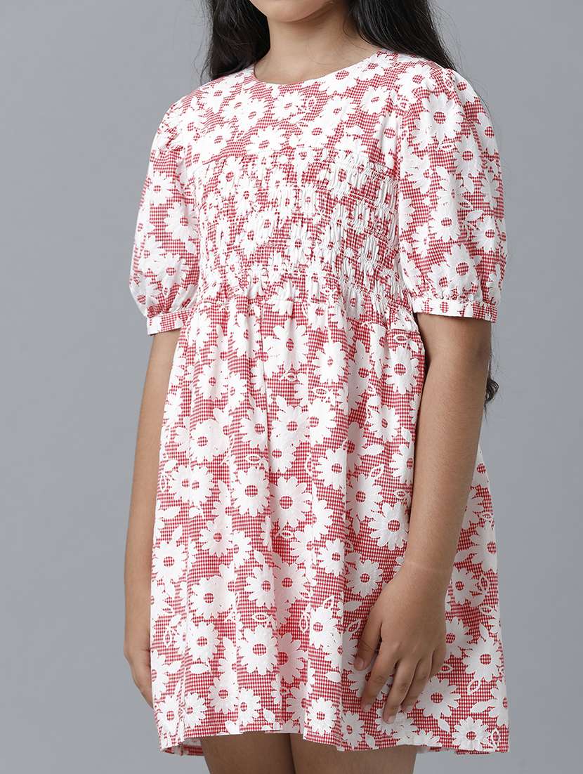 girls floral print short sleeve fit & flare dress - 22071104 - Standard Image - 4
