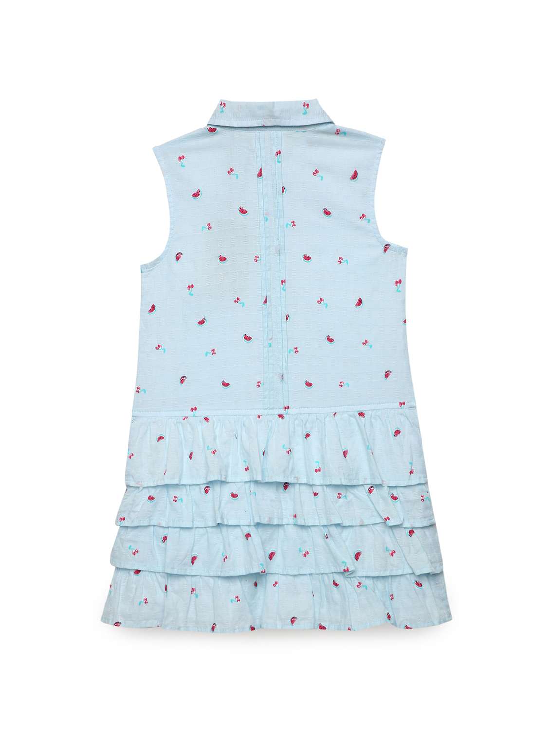 girls printed collared sleeveless ruffle dress - 22071116 -  Standard Image - 1