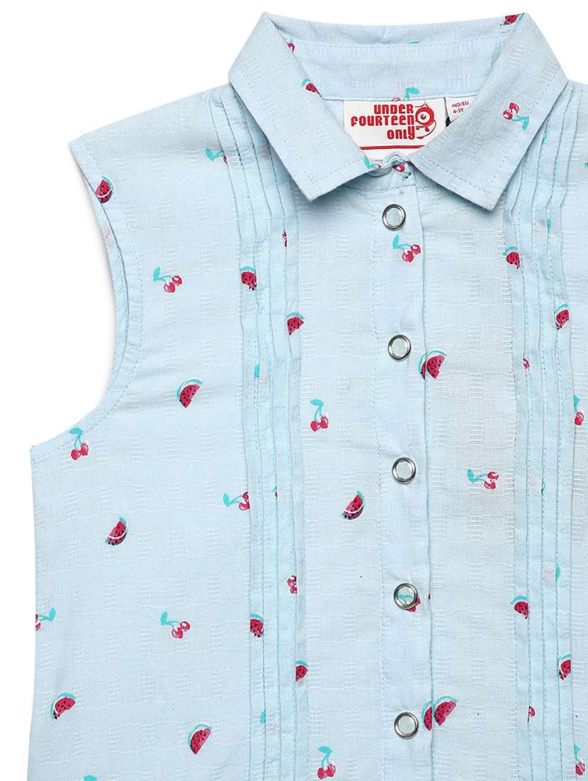 girls printed collared sleeveless ruffle dress - 22071116 -  Standard Image - 4