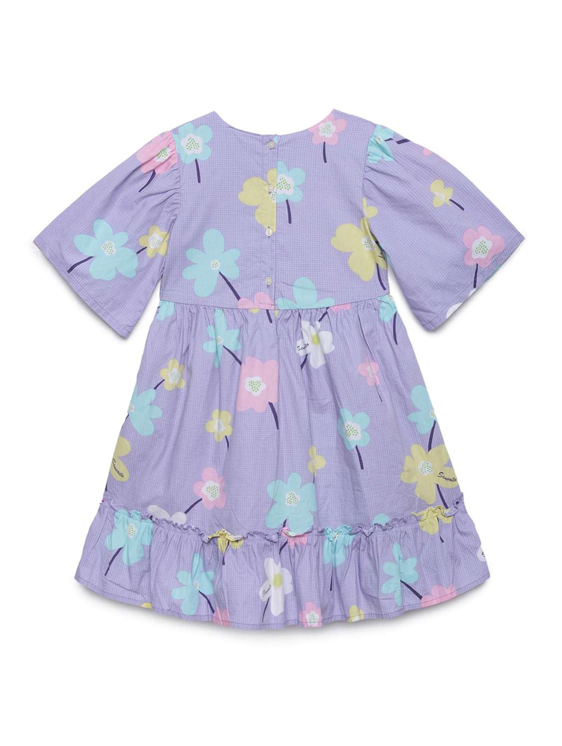 girls printed puff sleeve tiered dress - 22071118 -  Standard Image - 1
