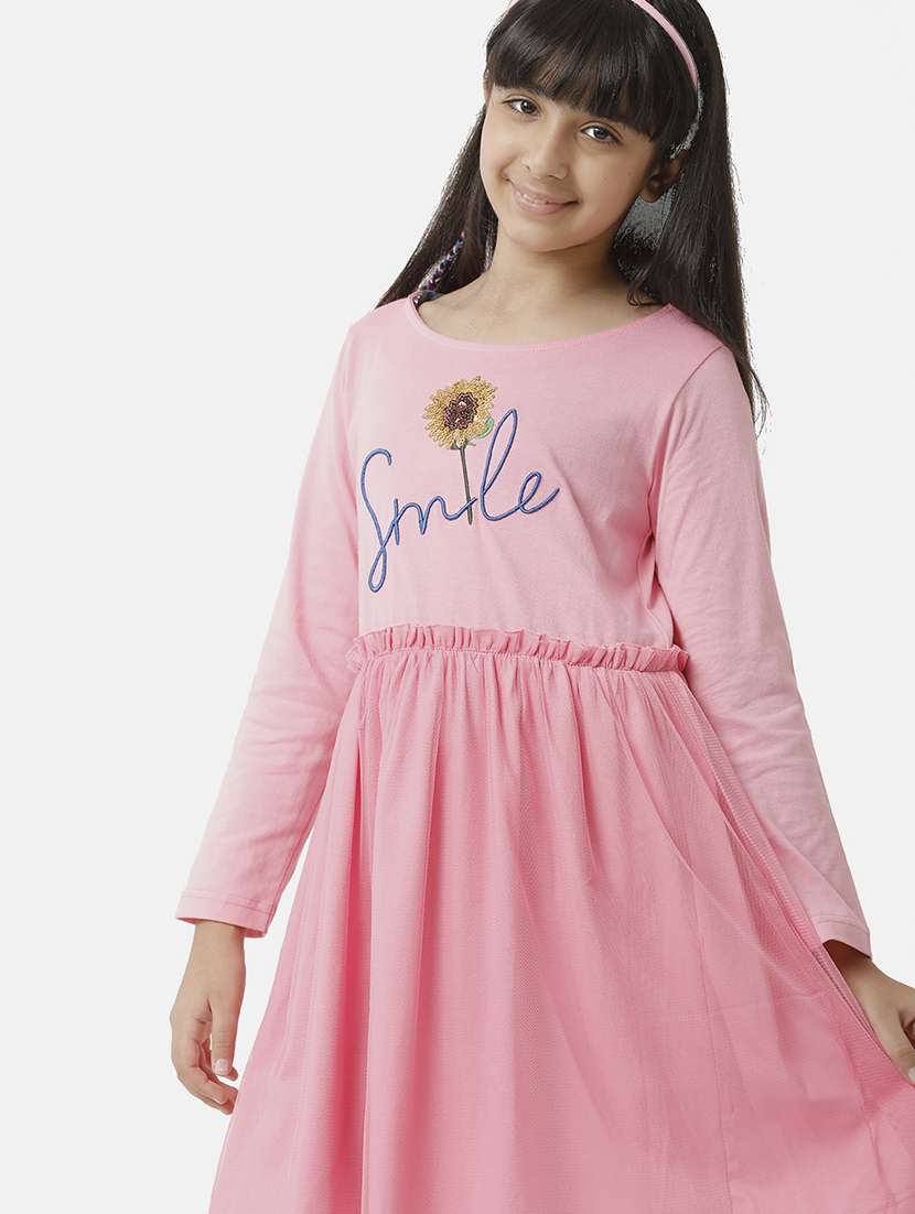 girls printed long sleeve fit & flare dress - 22071128 - Standard Image - 4