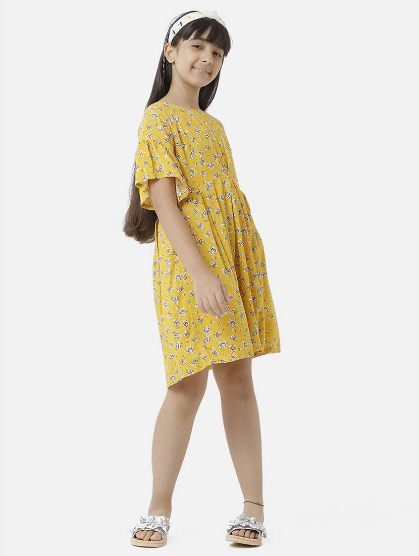 girls printed bell sleeve fit & flare dress - 22071130 - Standard Image - 1