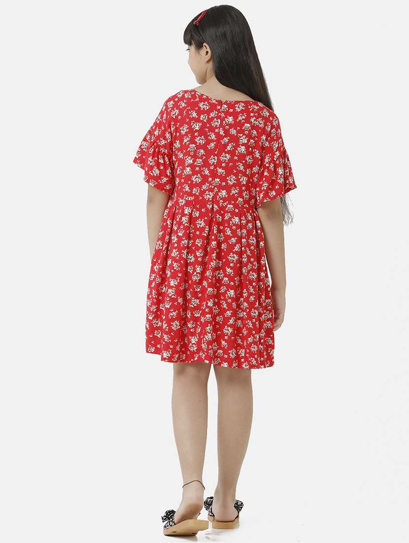 girls printed bell sleeve fit & flare dress - 22071131 - Standard Image - 4
