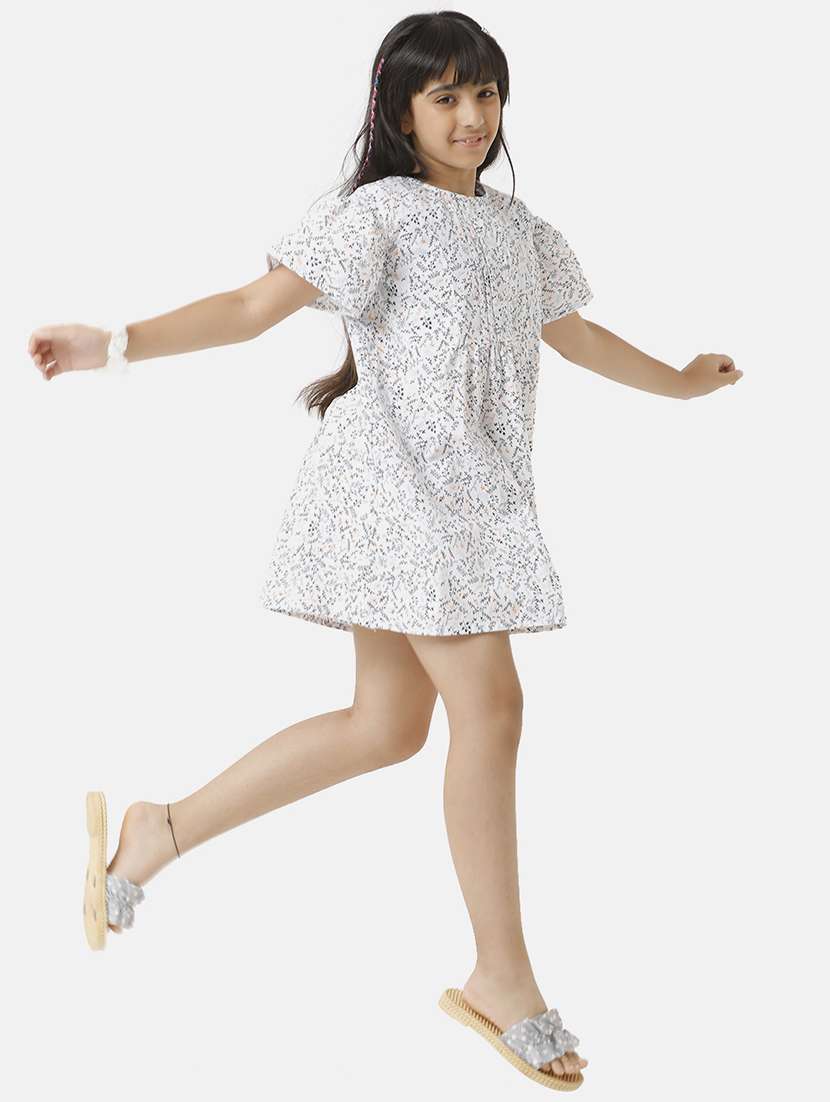 girls printed short sleeve fit & flare dress - 22071133 -  Standard Image - 1