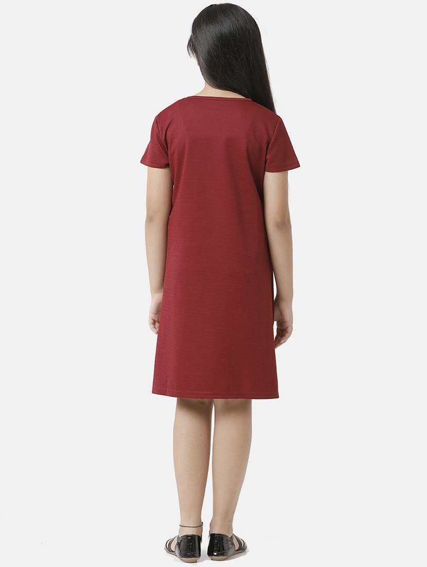 girls solid short sleeve fit & flare dress - 22071136 -  Standard Image - 4
