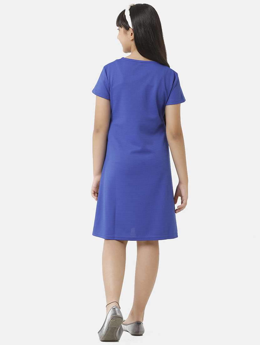 girls solid short sleeve fit & flare dress - 22071137 -  Standard Image - 4