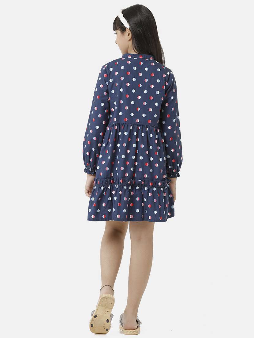 girls polka doted long sleeve tiered dress  - 22071138 -  Standard Image - 4