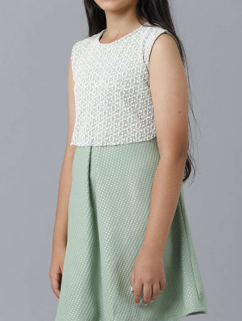 girls self designed sleeveless fit & flare dress - 22071139 - Standard Image - 1