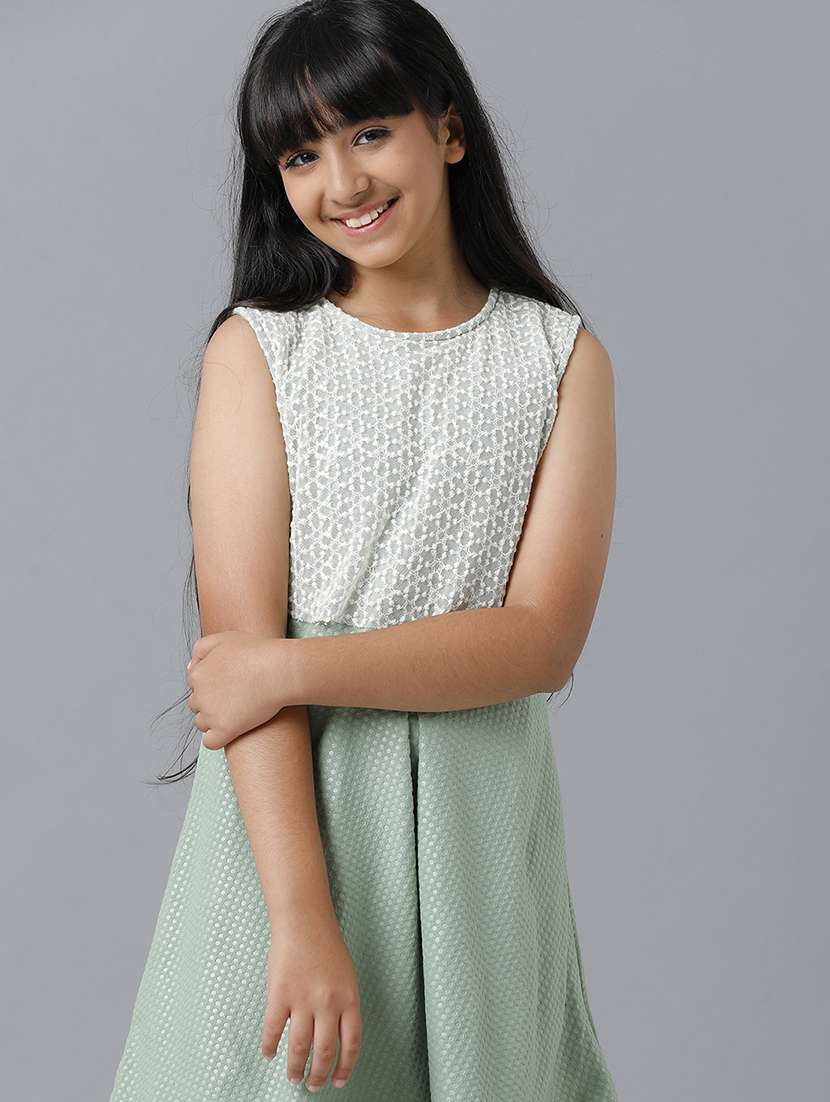 girls self designed sleeveless fit & flare dress - 22071139 - Standard Image - 4