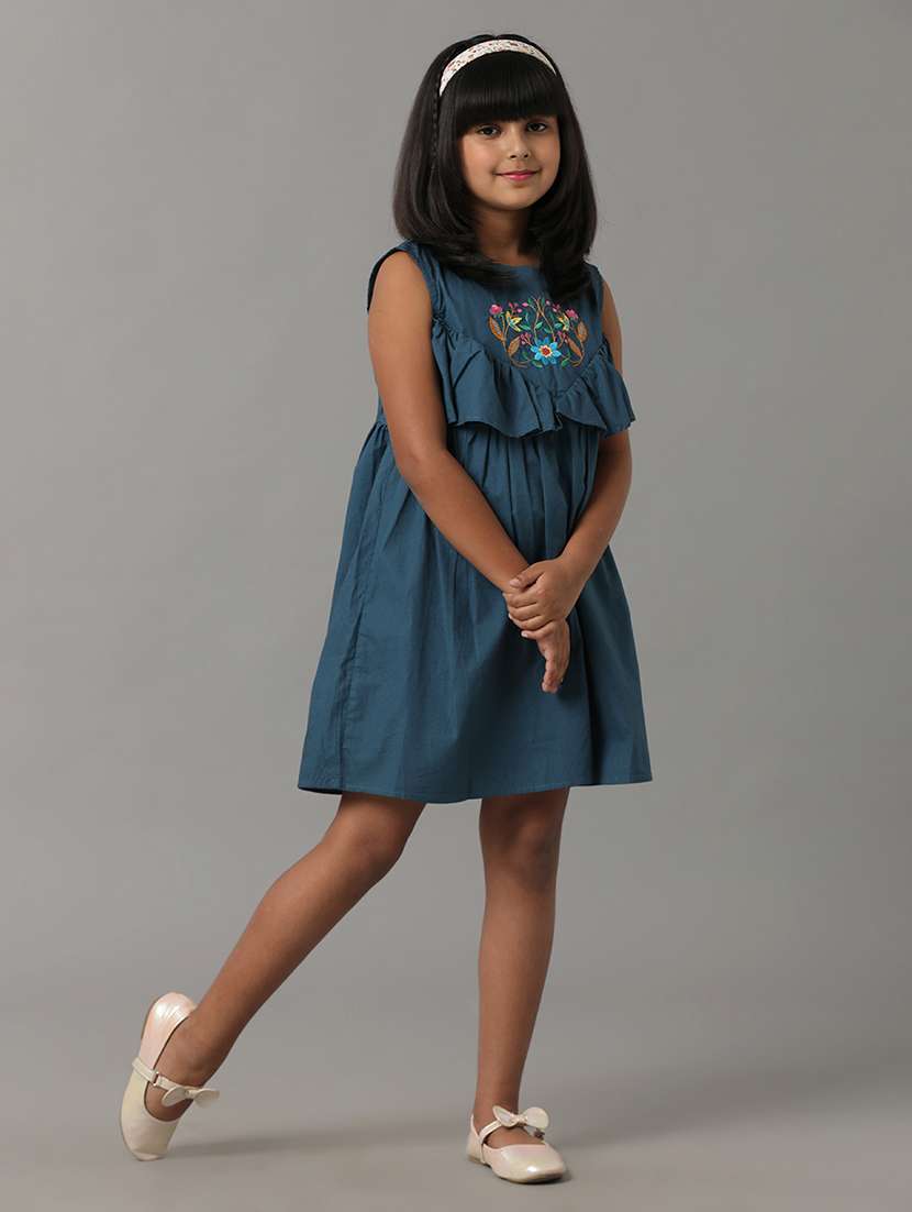 girls embroidered sleeveless fit & flare dress - 22071143 -  Standard Image - 1