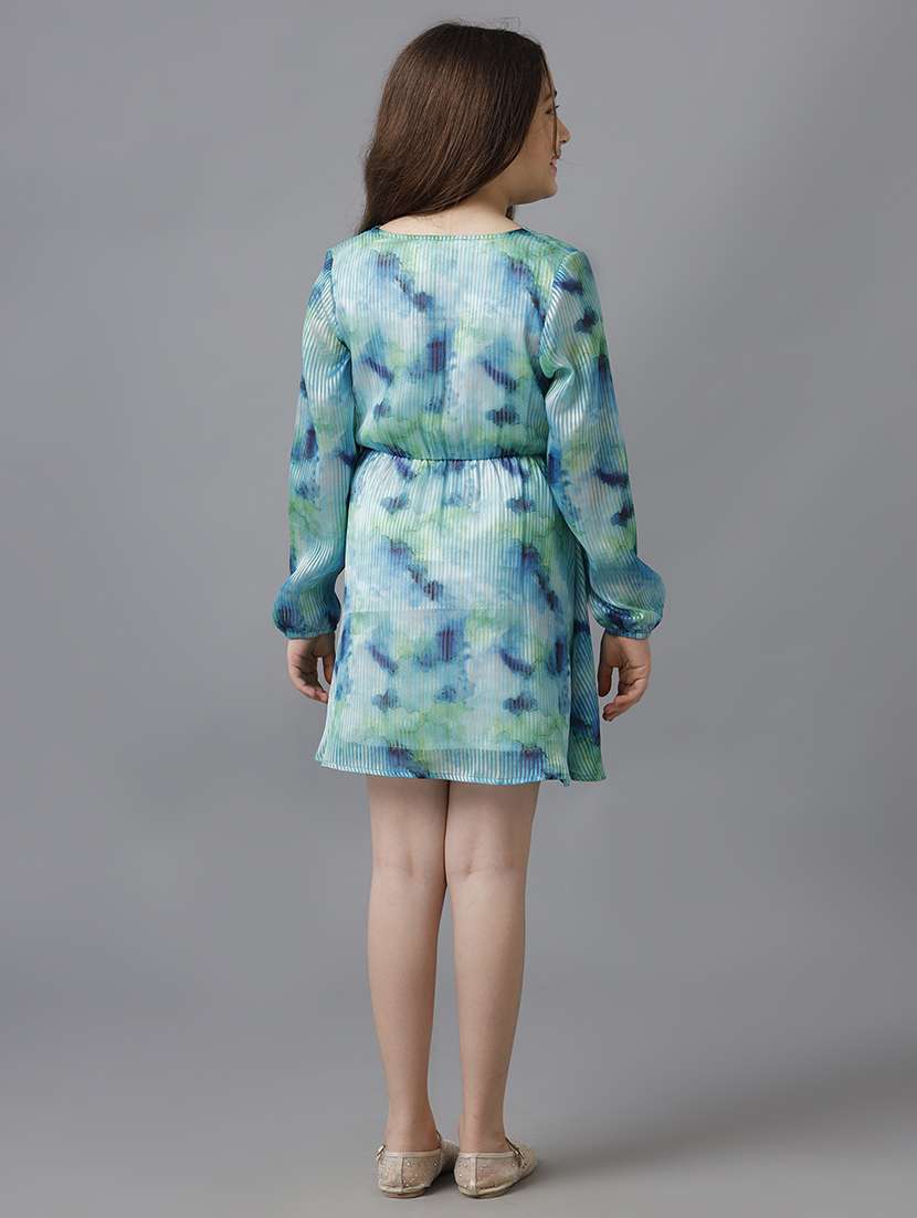 girls tie & dye long sleeve fit & flare dress - 22071147 - Standard Image - 4