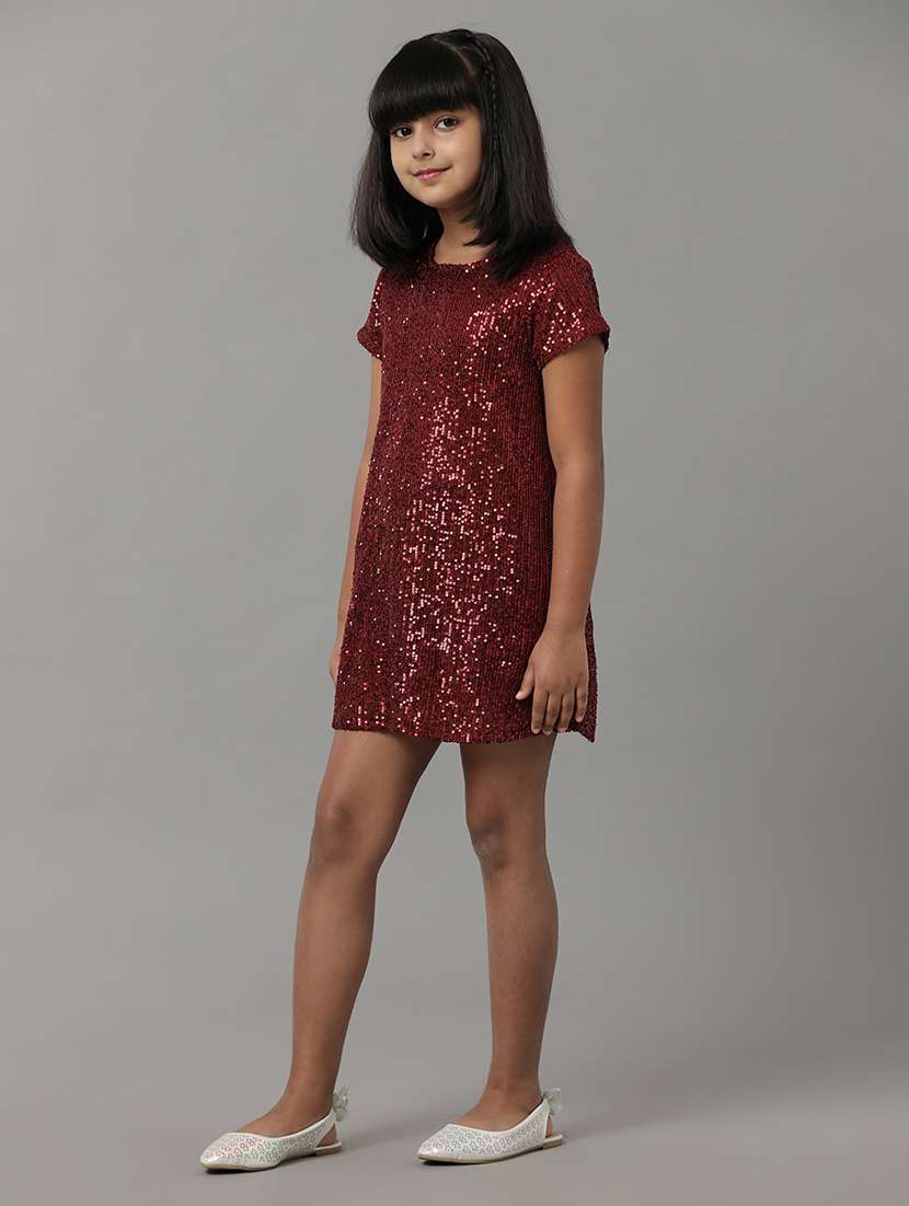 girls sequined short sleeve a-line dress - 22071157 -  Standard Image - 1