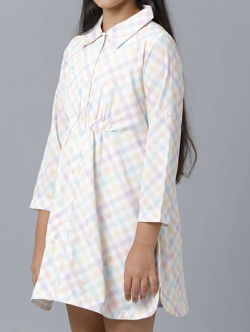 girls checkered long sleeve collared shirt dress - 22071161 - Standard Image - 4