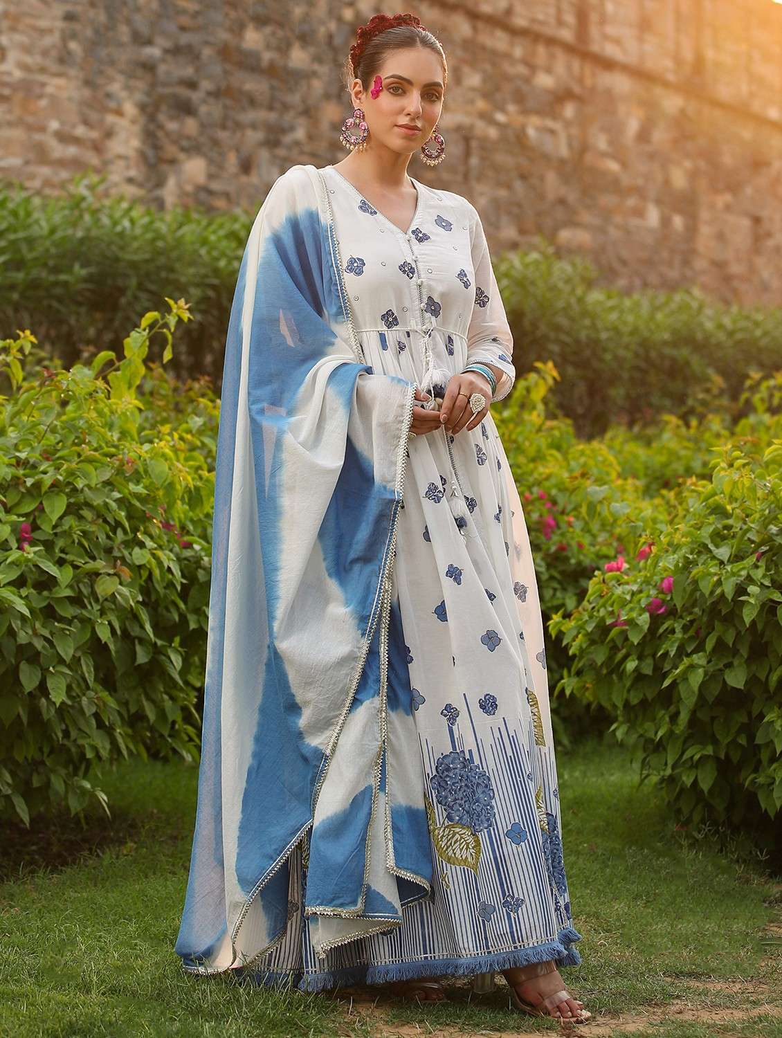 women floral printed long sleeve kurta with dupatta set - 22071176 - Standard Image - 1