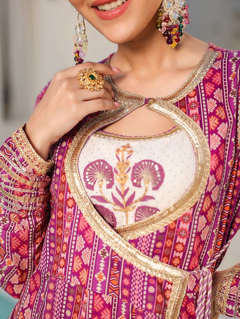 women printed long sleeve anarkali ethnic gown - 22071182 - Standard Image - 4