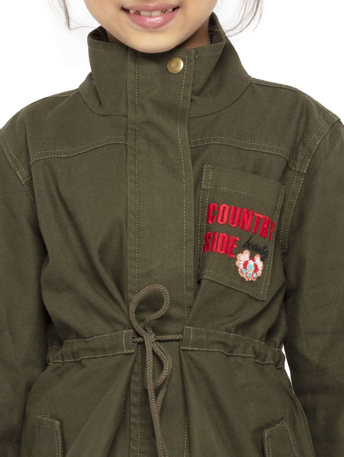 girls solid stand collar long sleeve regular jacket - 22071191 -  Standard Image - 4