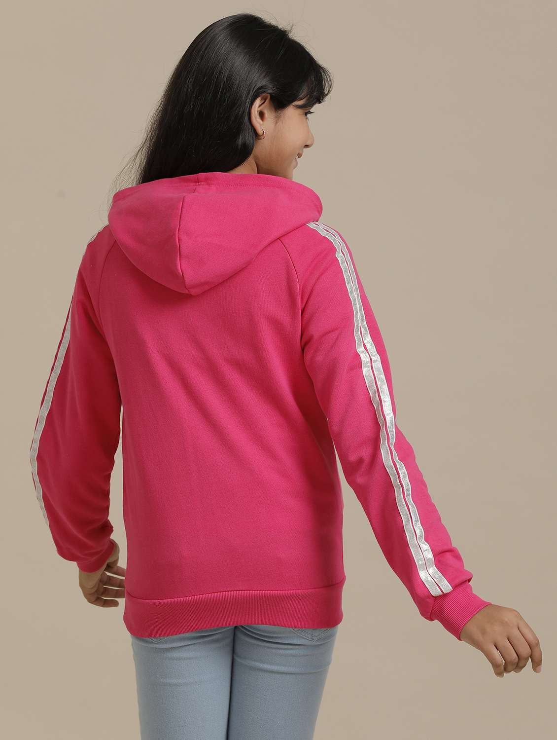 girls solid long sleeve hooded regular jacket - 22071200 -  Standard Image - 1