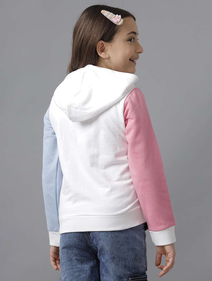 girls color blocked long sleeve hooded regular jacket - 22071203 - Standard Image - 4