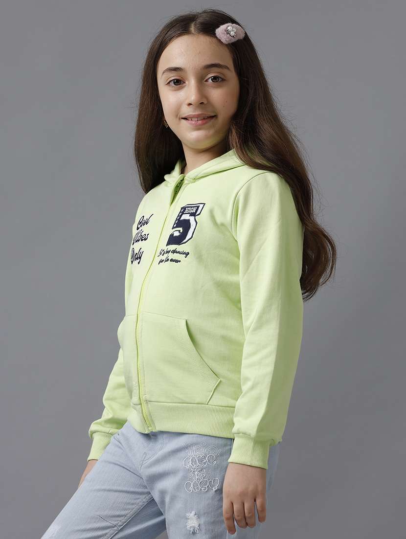 girls printed long sleeve hooded regular jacket - 22071204 -  Standard Image - 1