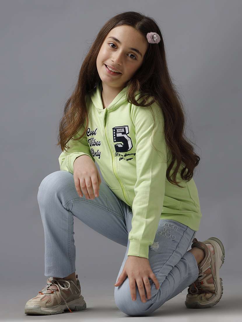 girls printed long sleeve hooded regular jacket - 22071206 - Standard Image - 4