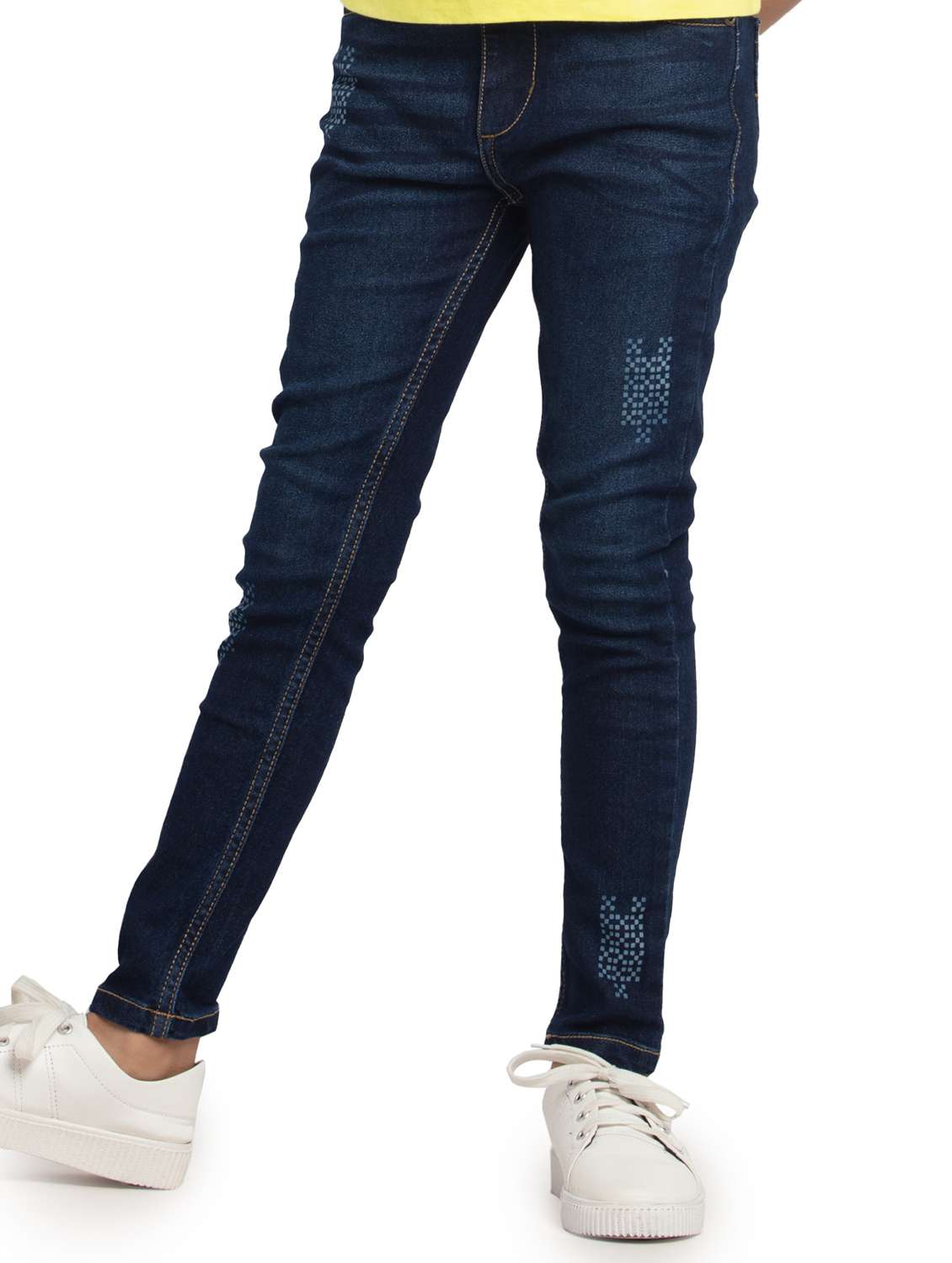 girls solid mid rise slim fit jean - 22071238 -  Standard Image - 1
