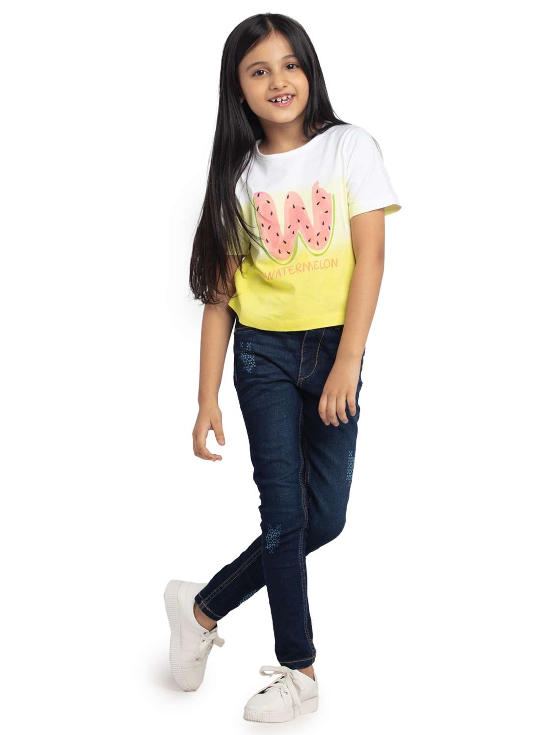 girls solid mid rise slim fit jean - 22071238 -  Standard Image - 4