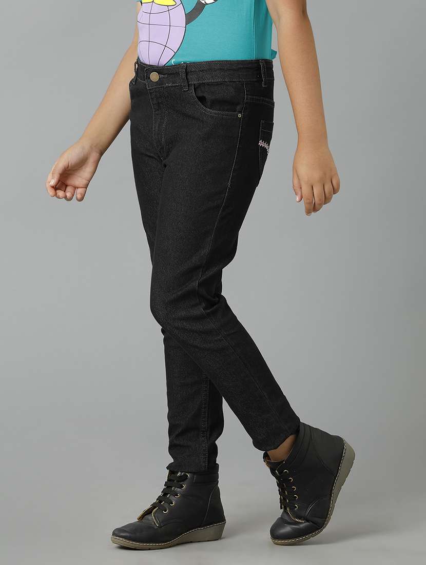 girls solid mid rise slim fit jean - 22071241 -  Standard Image - 1