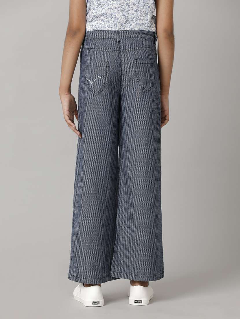 girls solid mid rise wide leg jeans - 22071242 - Standard Image - 1