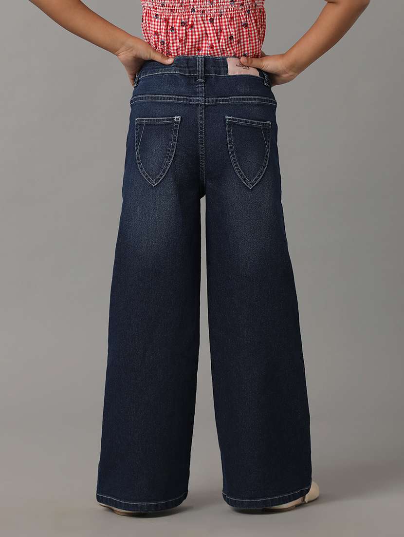 girls solid mid rise wide leg jeans - 22071243 -  Standard Image - 1