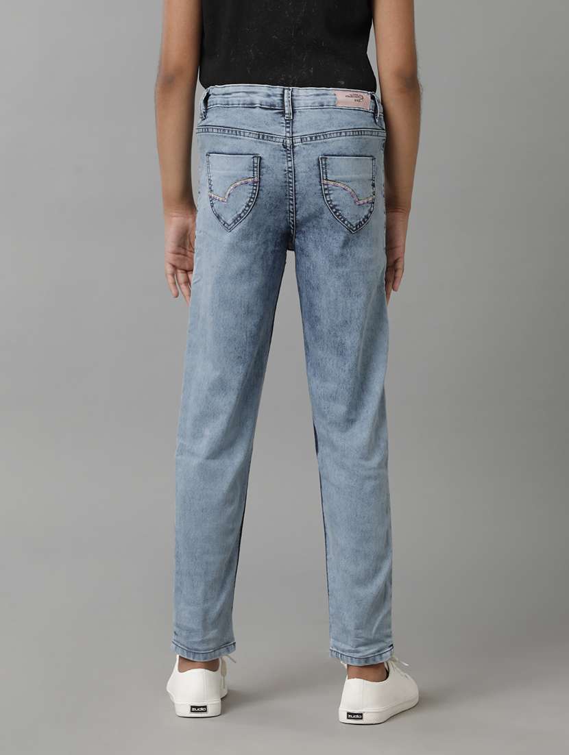 girls solid mid rise slim fit jean - 22071244 - Standard Image - 1