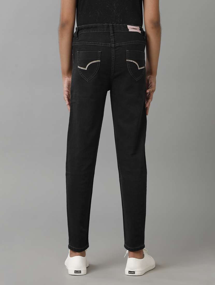 girls solid mid rise slim fit jean - 22071245 -  Standard Image - 1