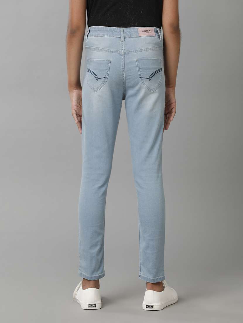 girls solid mid rise slim fit jean - 22071246 - Standard Image - 1