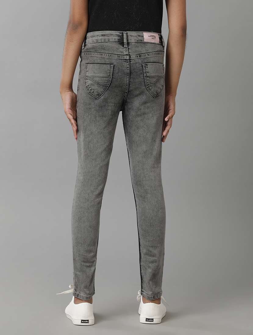 girls solid mid rise slim fit jean - 22071247 -  Standard Image - 1
